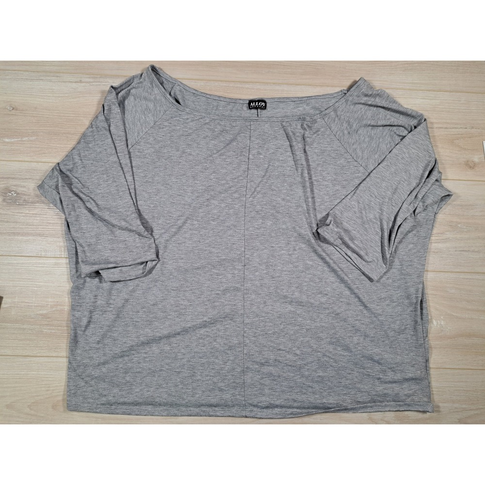 Alloy Apparel Womens 3X Gray Boat Neck Raglan Short‎ Sleeve Top 8008 Heathered